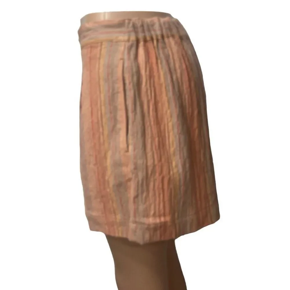 Madewell Clean Pull-On Shorts in Herringbone Stripe, Orange-multi